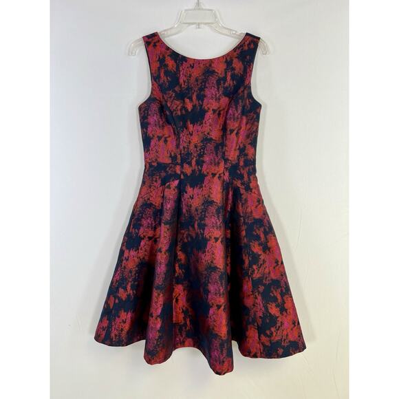 Vera Wang Women’s Jacquard Open Back Fit Flare Dress Dark Romantic Gothic Sz 6 - Picture 1 of 14